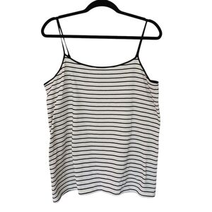 LOFT Textured Cream And Black Striped Spaghetti Strap Cami Size Extra Large